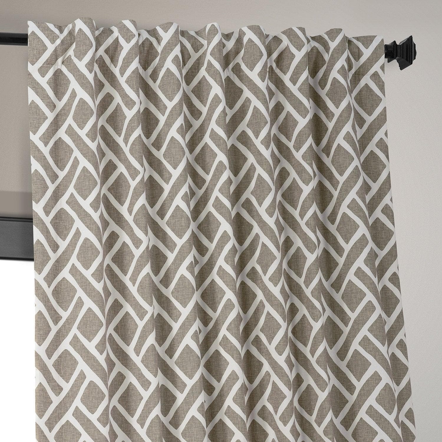 Martinique Taupe Printed Cotton Hotel Blackout Curtain - HalfPriceDrapes.com