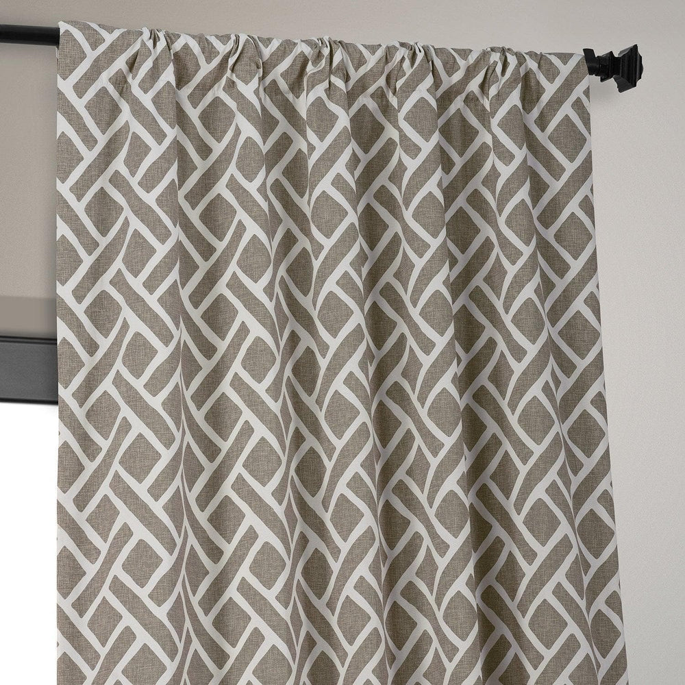 Martinique Taupe Printed Cotton Hotel Blackout Curtain - HalfPriceDrapes.com