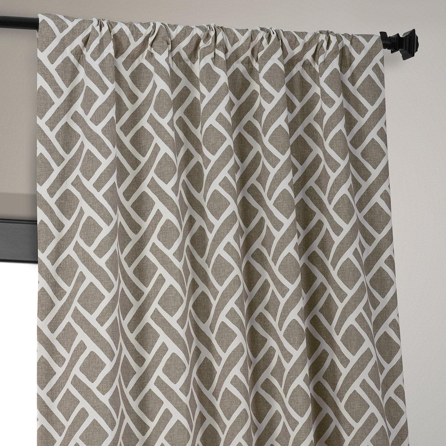 Martinique Taupe Printed Cotton Hotel Blackout Curtain - HalfPriceDrapes.com