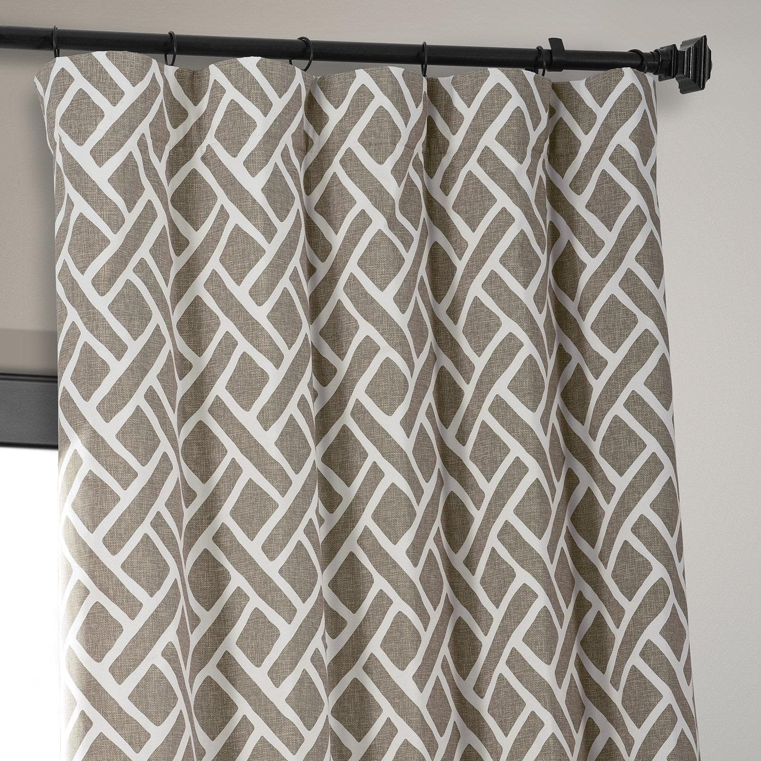 Martinique Taupe Printed Cotton Hotel Blackout Curtain - HalfPriceDrapes.com