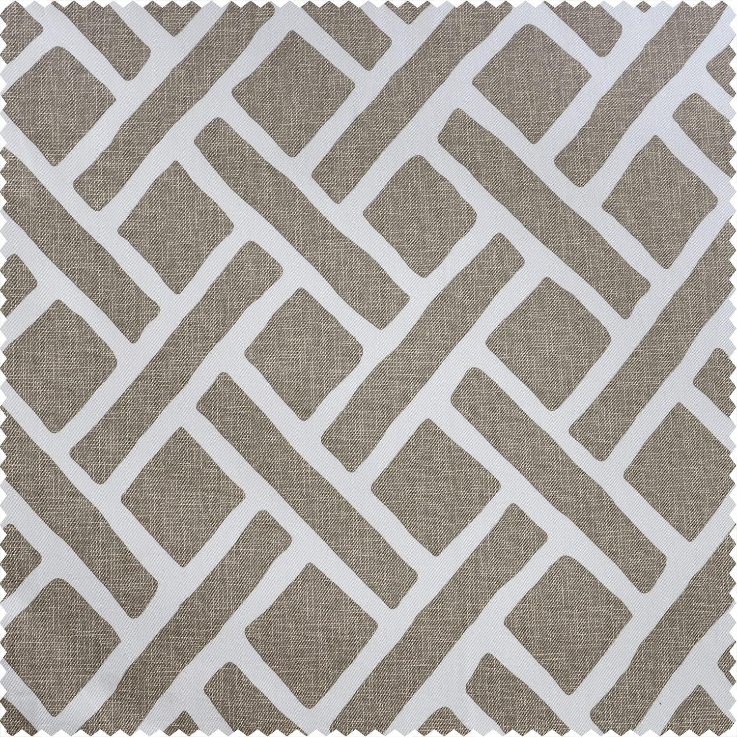 Martinique Taupe Printed Cotton Blackout Swatch - HalfPriceDrapes.com