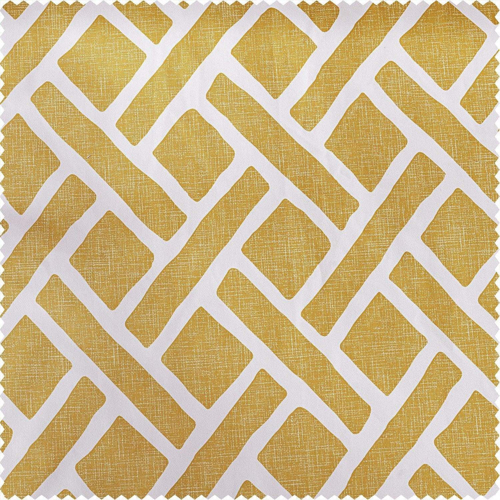 Martinique Yellow Printed Cotton Blackout Swatch - HalfPriceDrapes.com