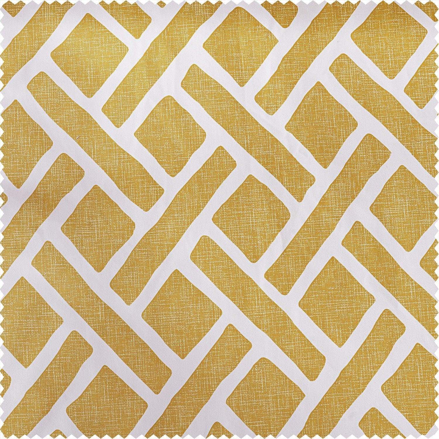 Martinique Yellow Printed Cotton Blackout Swatch - HalfPriceDrapes.com
