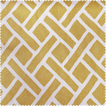 Martinique Yellow Printed Cotton Blackout Swatch - HalfPriceDrapes.com