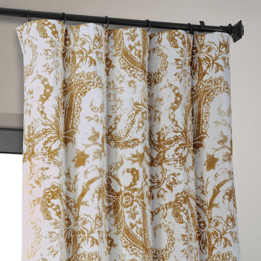 Edina Yellow Printed Cotton Hotel Blackout Curtain - HalfPriceDrapes.com