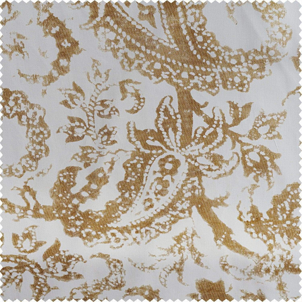 Edina Yellow Printed Cotton Blackout Swatch - HalfPriceDrapes.com