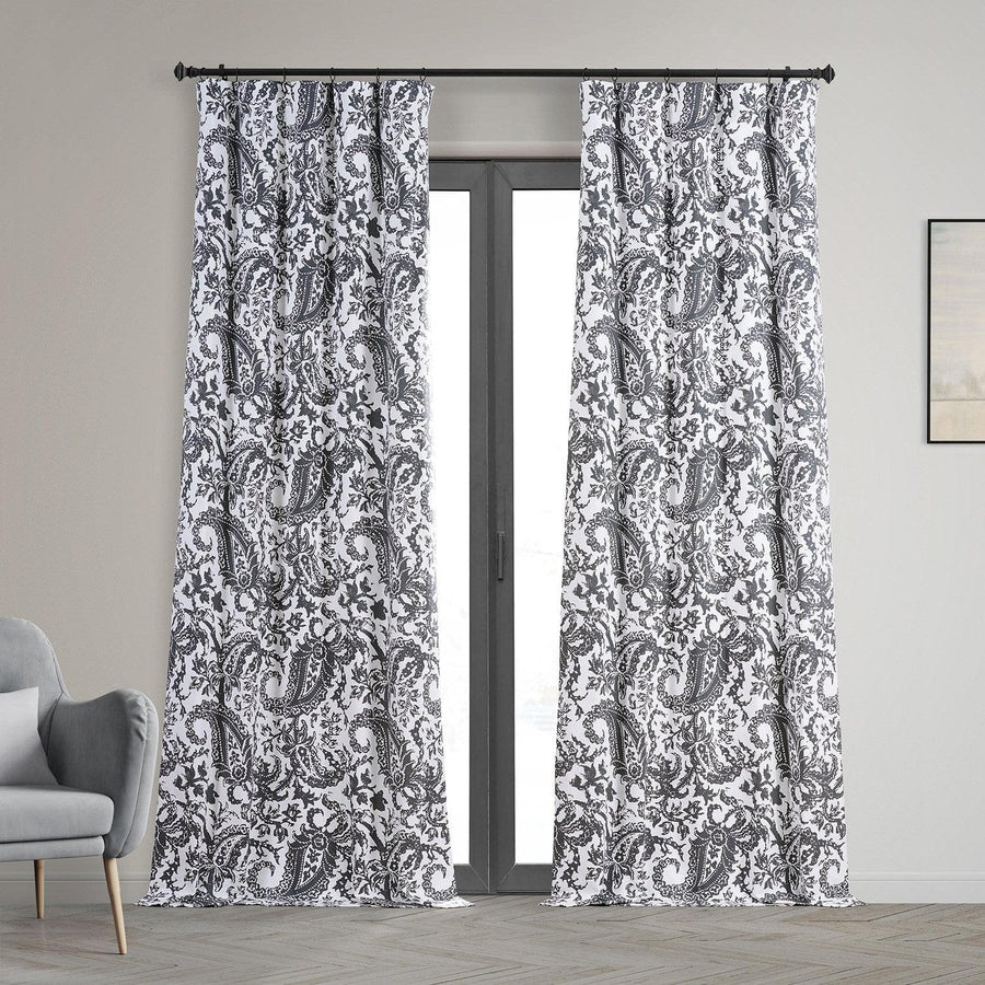Edina Grey Printed Cotton Hotel Blackout Curtain - HalfPriceDrapes.com