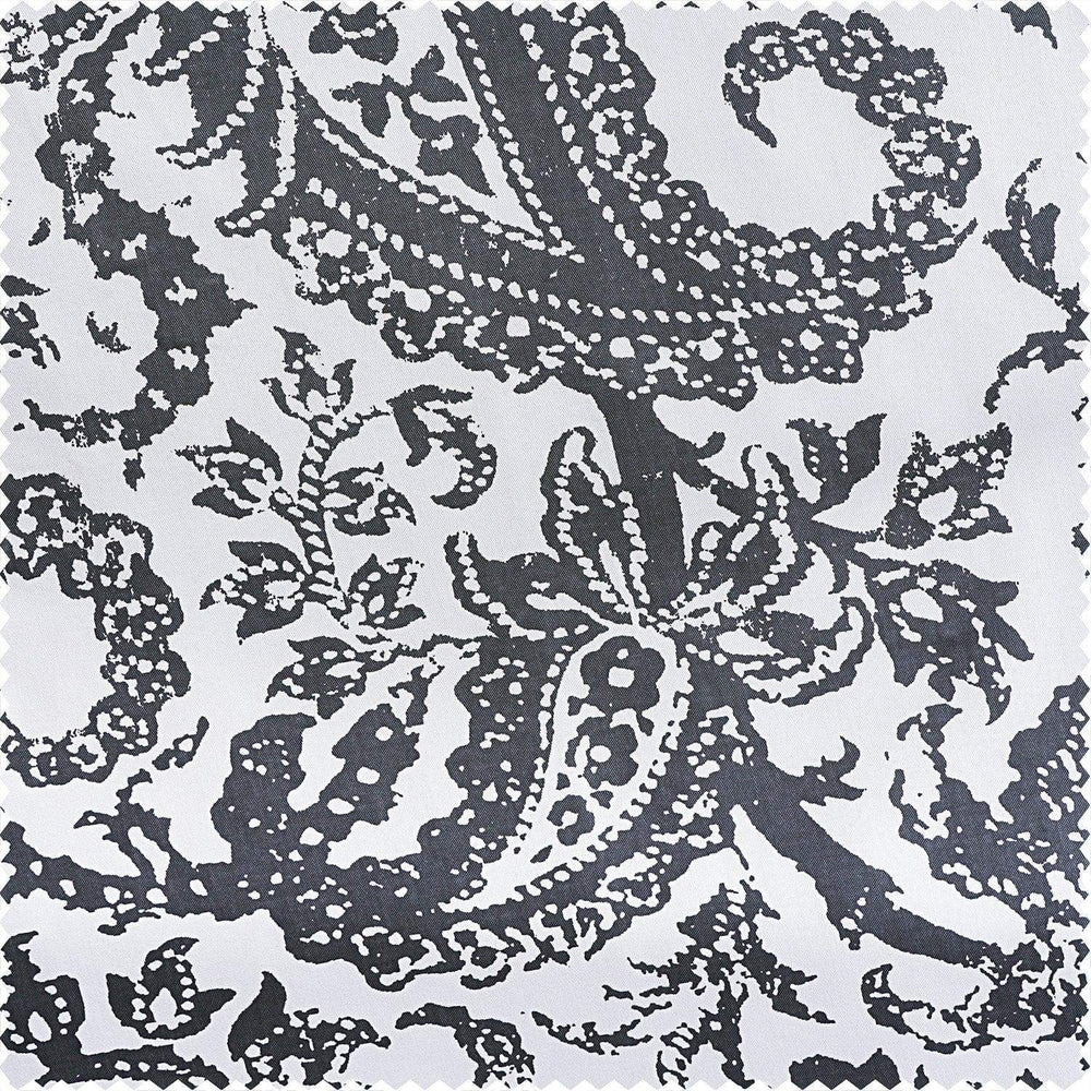 Edina Grey Printed Cotton Blackout Swatch - HalfPriceDrapes.com