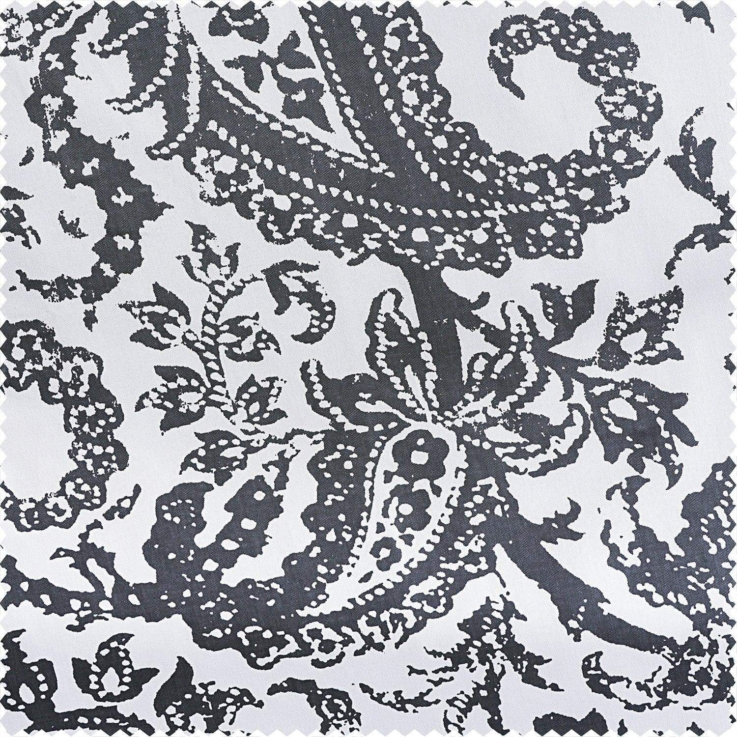 Edina Grey Printed Cotton Blackout Swatch - HalfPriceDrapes.com