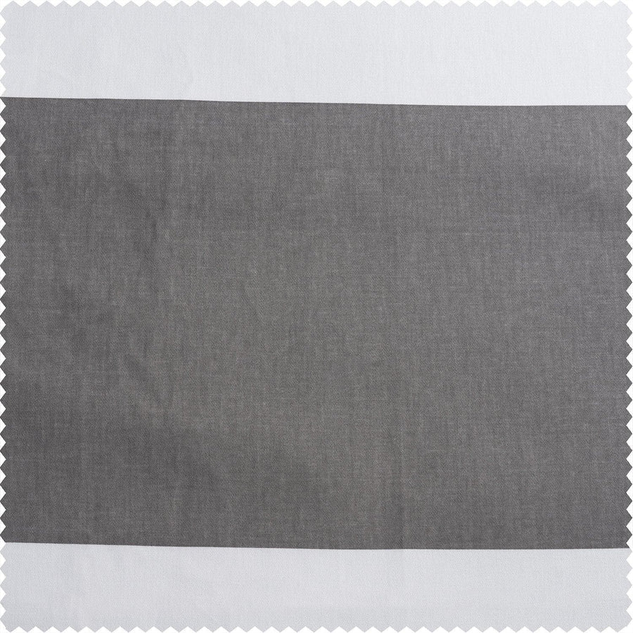 Slate Grey & Off White Horizontal Striped Printed Cotton Blackout Swatch - HalfPriceDrapes.com