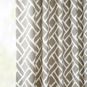 Martinique Taupe Geometric Printed Cotton Custom Curtain