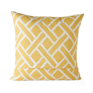 Martinique Yellow Geometric Printed Cotton Cushion Covers - Pair