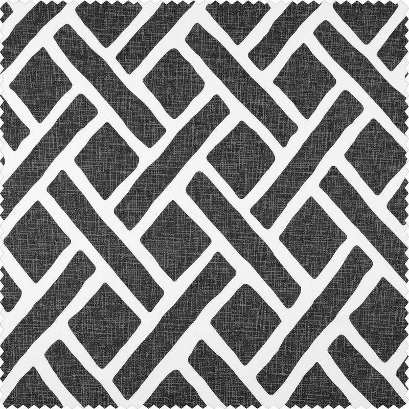 Martinique Black Geometric Printed Cotton Custom Curtain
