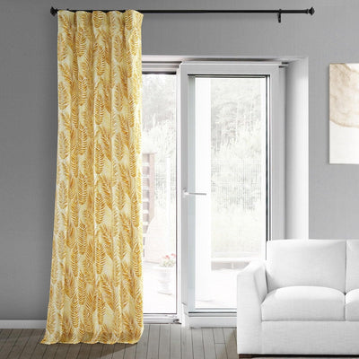 Kupala Eternal Gold Floral Printed Cotton Custom Curtain
