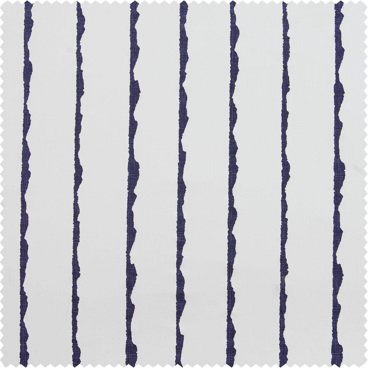 Sharkskin Blue Striped Printed Cotton Custom Curtain - HalfPriceDrapes.com
