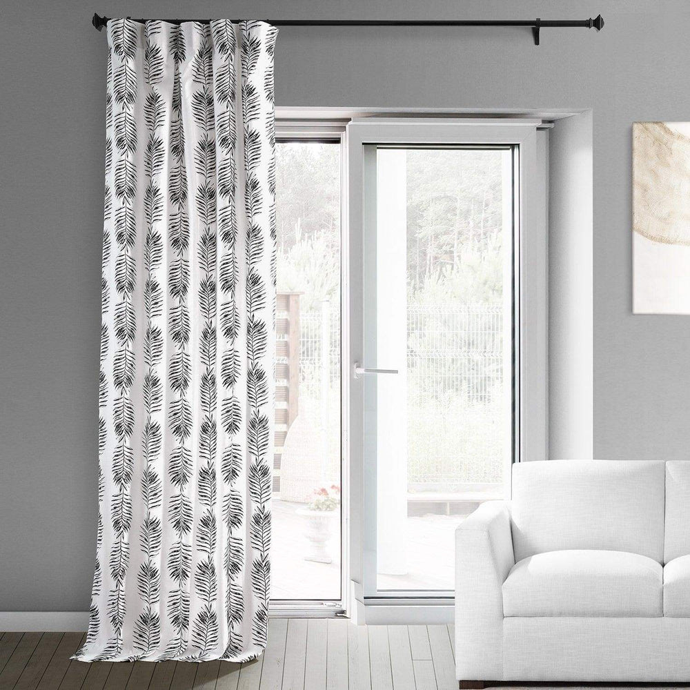 Sago Black Ink Printed Cotton Custom Curtain - HalfPriceDrapes.com