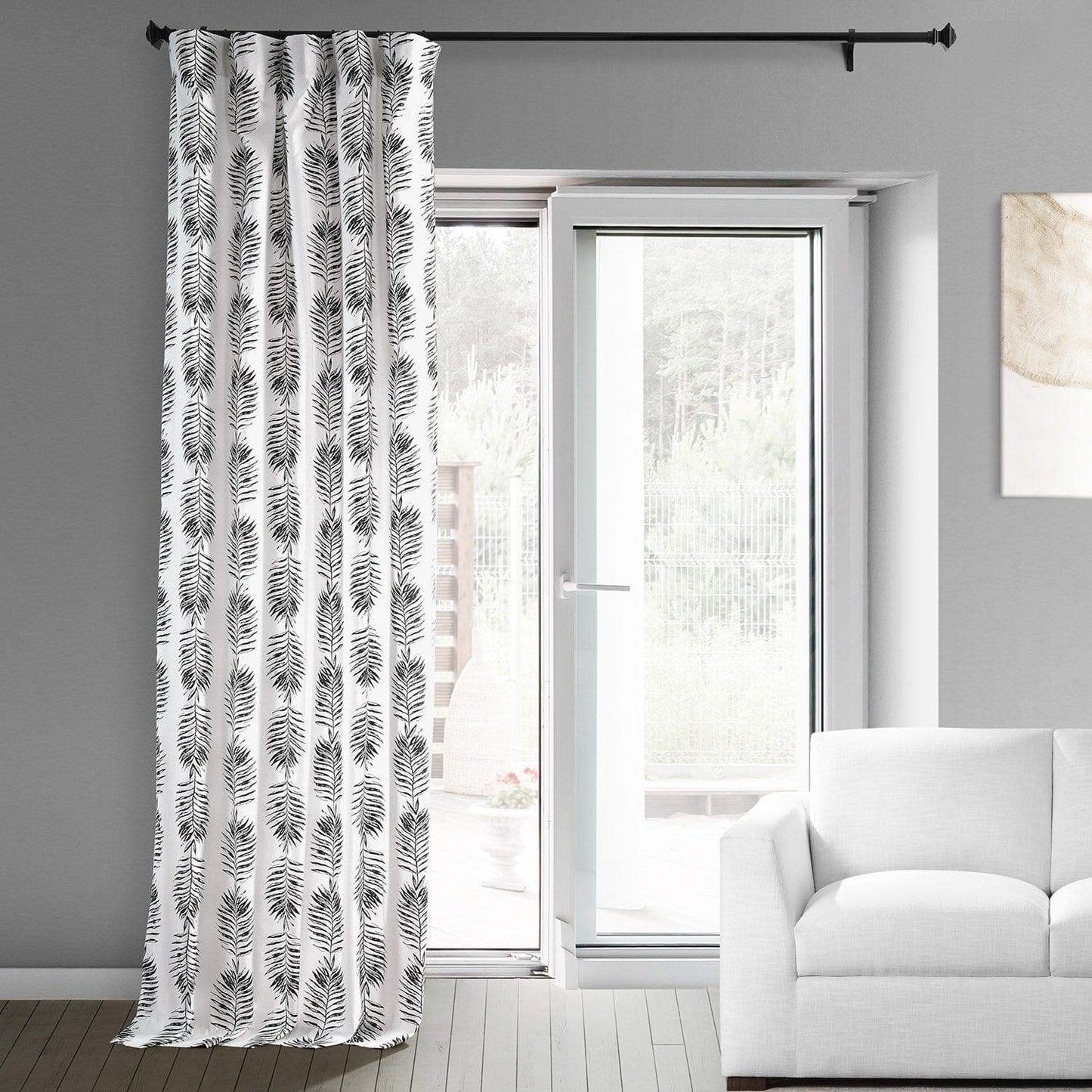 Sago Black Ink Printed Cotton Custom Curtain - HalfPriceDrapes.com