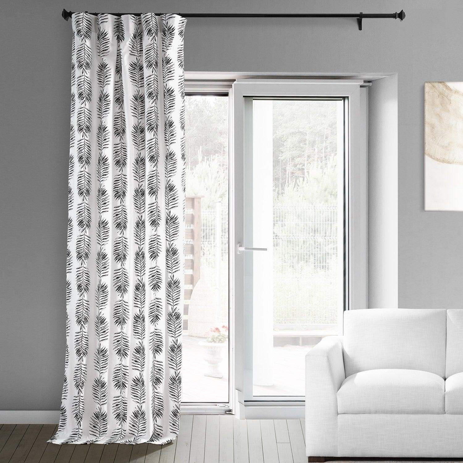Sago Black Ink Printed Cotton Custom Curtain - HalfPriceDrapes.com
