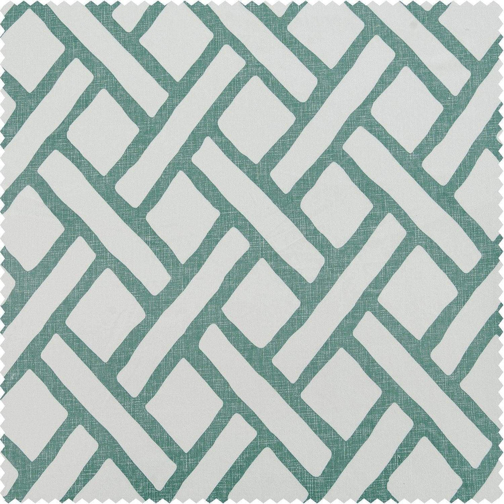 Garden Path Slate Blue Printed Cotton Custom Curtain - HalfPriceDrapes.com