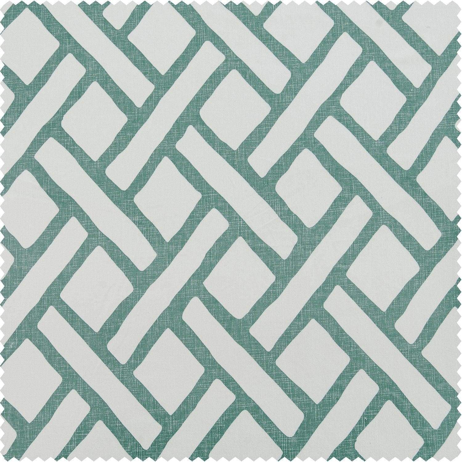Garden Path Slate Blue Printed Cotton Custom Curtain - HalfPriceDrapes.com
