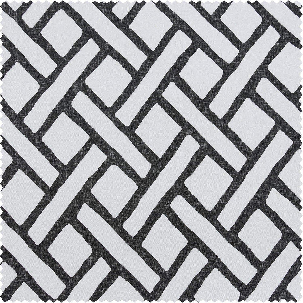 Garden Path Black Printed Cotton Custom Curtain - HalfPriceDrapes.com