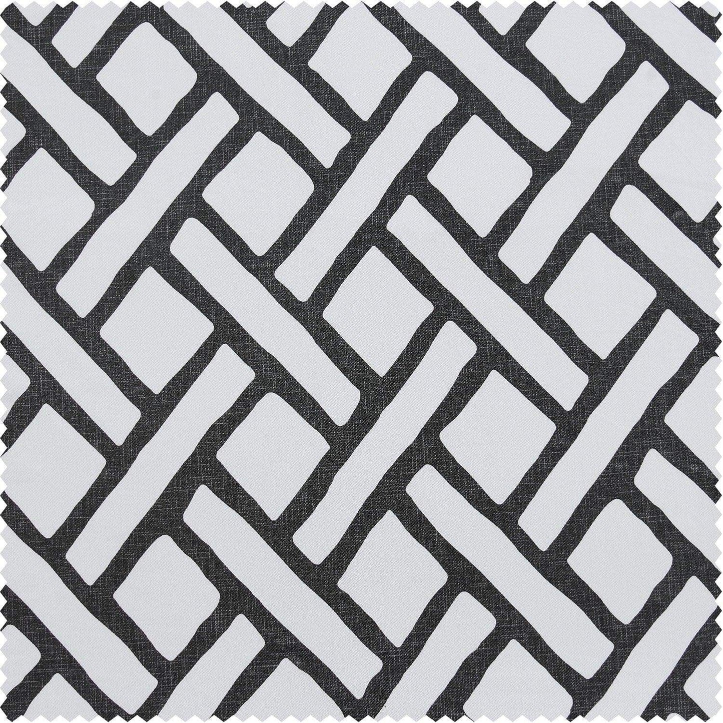 Garden Path Black Printed Cotton Custom Curtain - HalfPriceDrapes.com