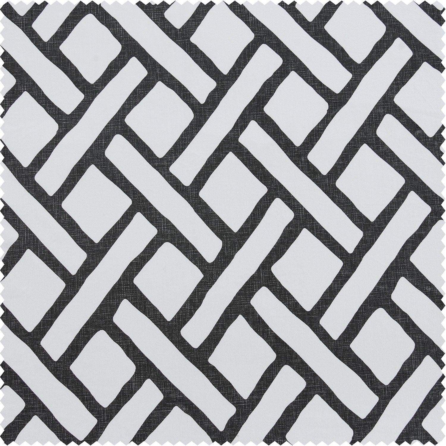 Garden Path Black Printed Cotton Custom Curtain - HalfPriceDrapes.com