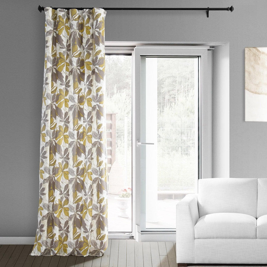 Sunny Day Gold Printed Cotton Custom Curtain - HalfPriceDrapes.com