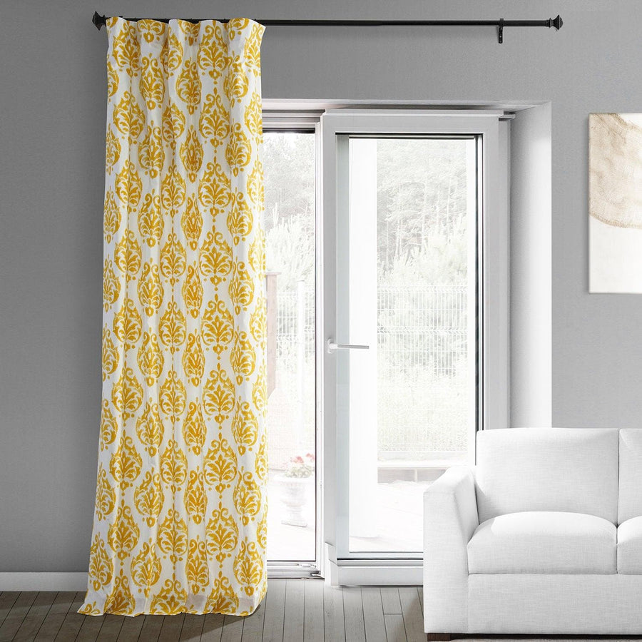 Sandlewood Gold Printed Cotton Custom Curtain - HalfPriceDrapes.com