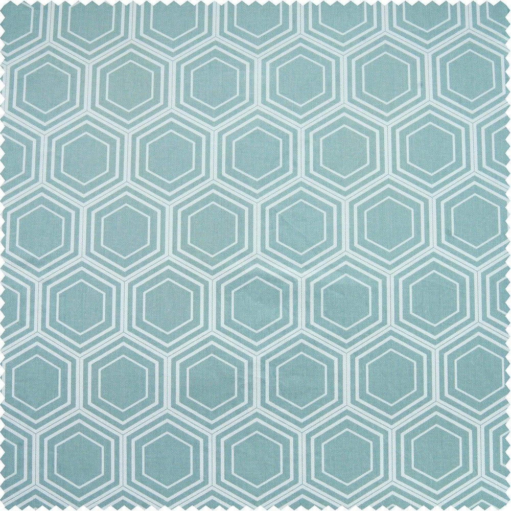 Honeycomb Ripple Aqua Printed Cotton Custom Curtain - HalfPriceDrapes.com
