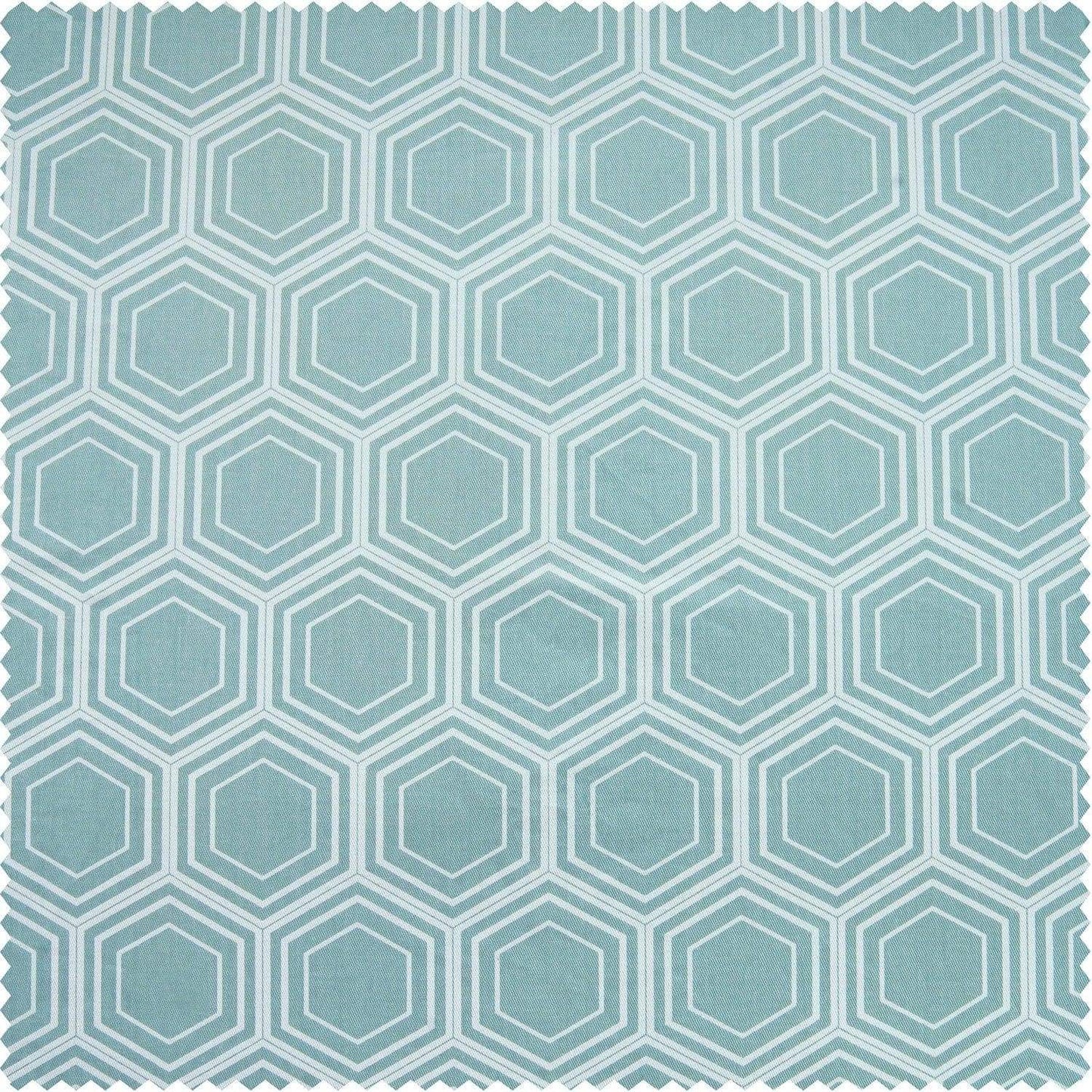 Honeycomb Ripple Aqua Printed Cotton Custom Curtain - HalfPriceDrapes.com
