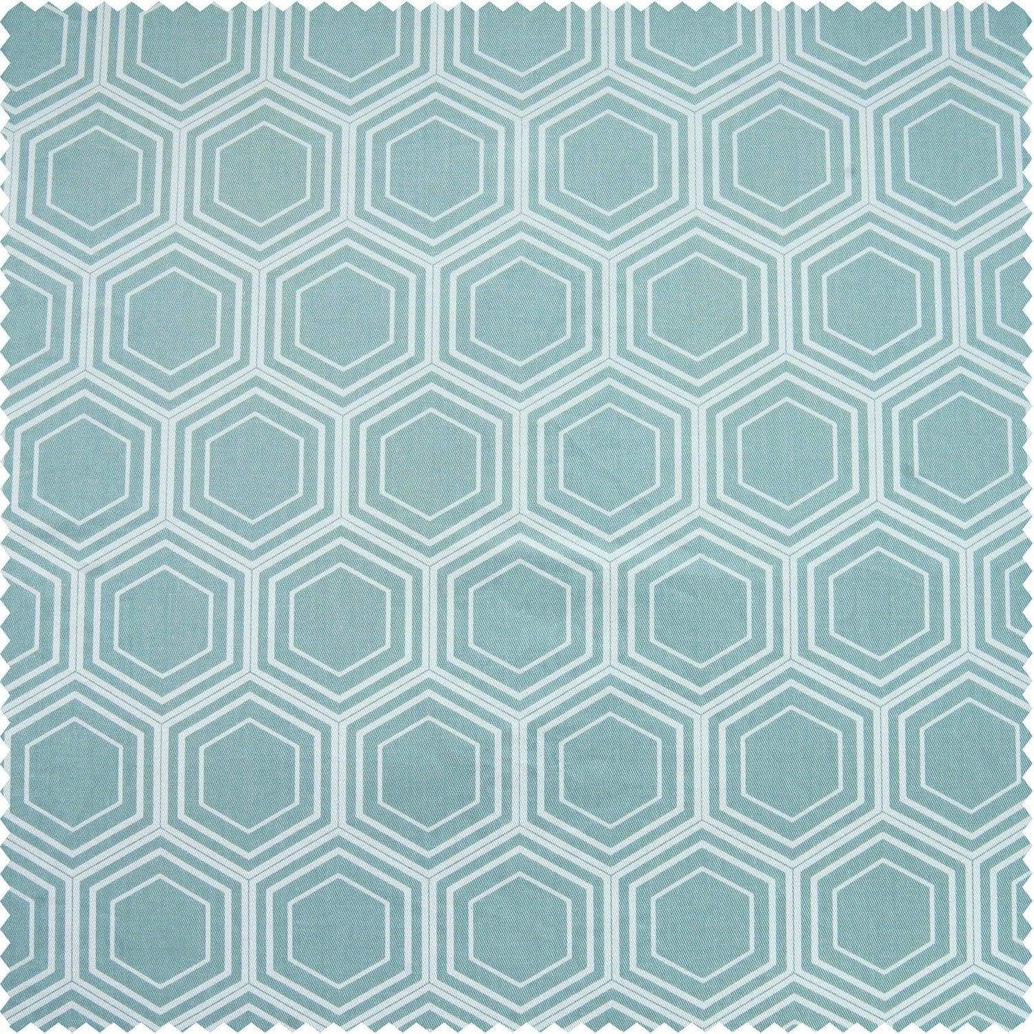 Honeycomb Ripple Aqua Printed Cotton Custom Curtain - HalfPriceDrapes.com