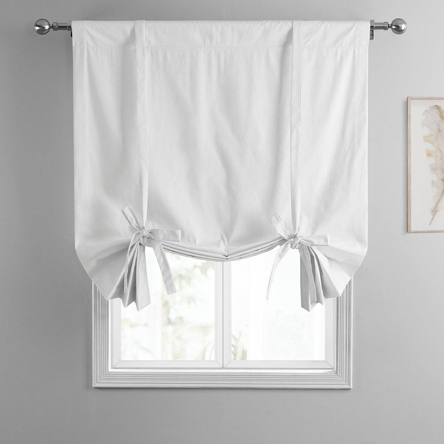 Whisper White Solid Cotton Tie-Up Window Shade - HalfPriceDrapes.com