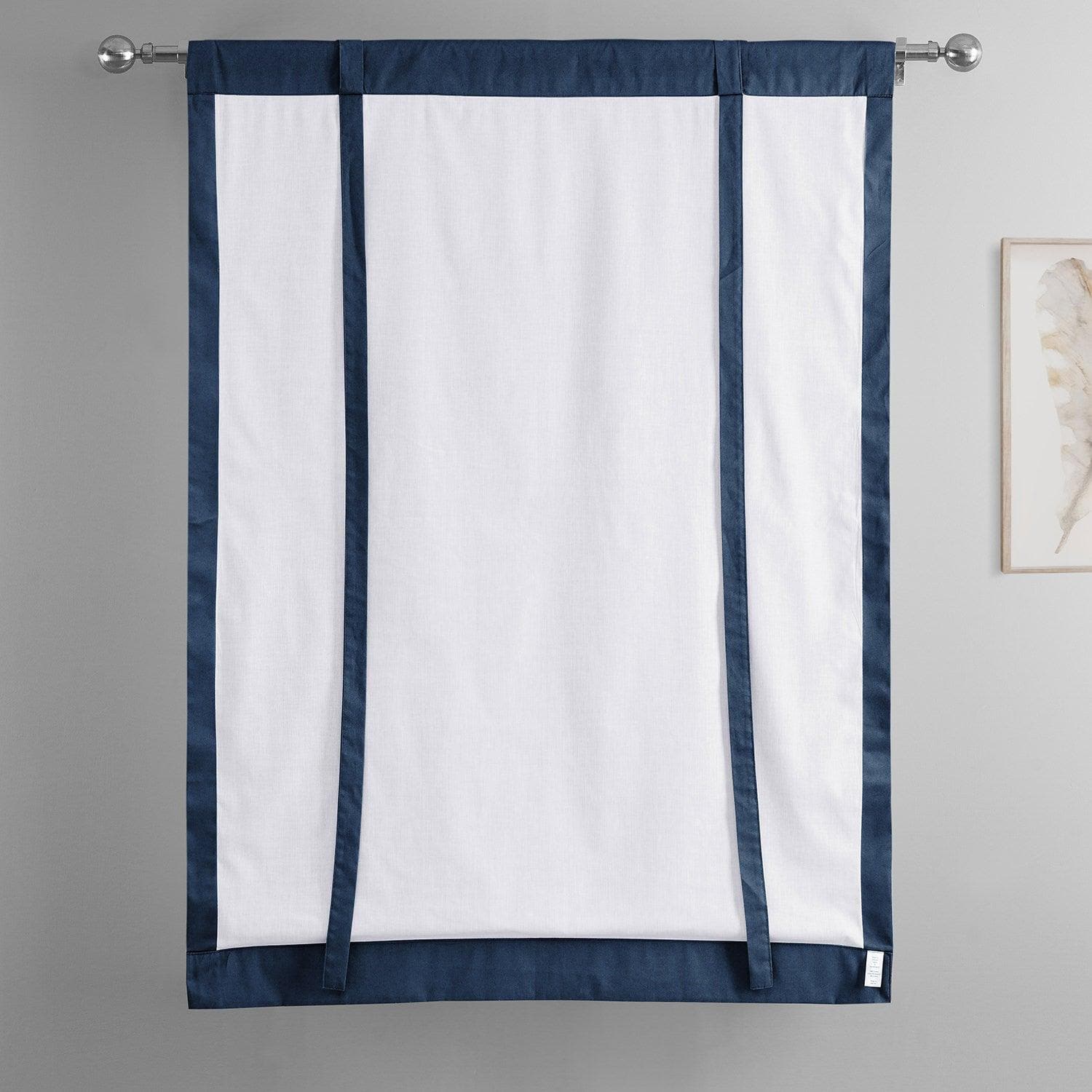 Dark Blue Solid Cotton Tie-Up Window Shade - HalfPriceDrapes.com