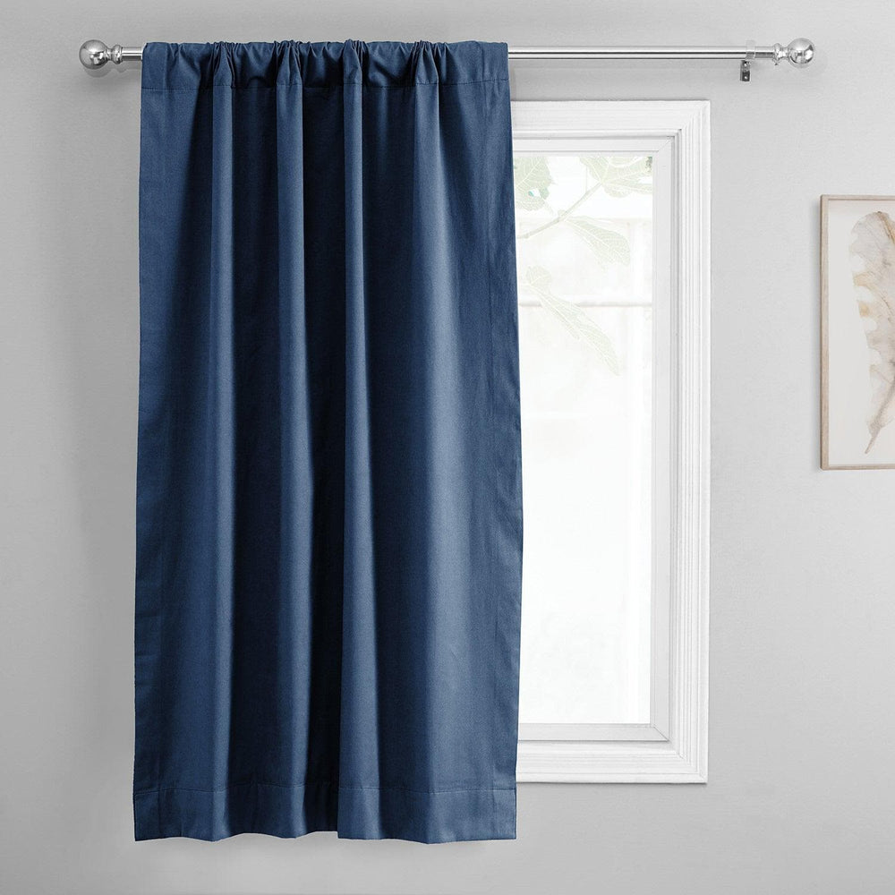 Dark Blue Solid Cotton Tie-Up Window Shade - HalfPriceDrapes.com