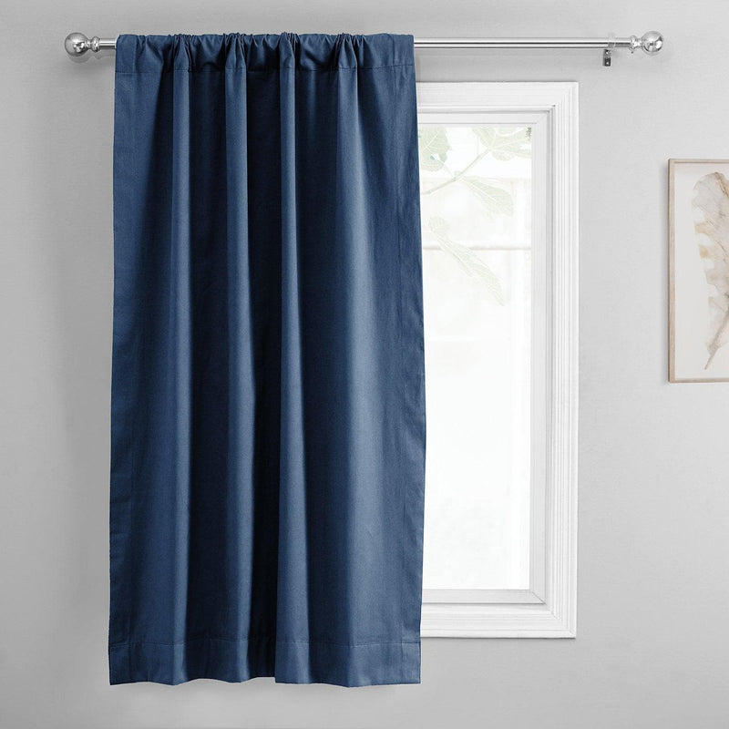 Dark Blue Solid Cotton Tie-Up Window Shade - HalfPriceDrapes.com