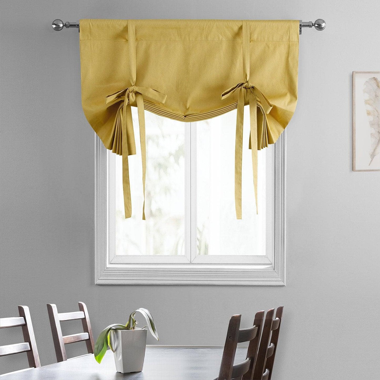 Light Ochre Solid Cotton Tie-Up Window Shade - HalfPriceDrapes.com