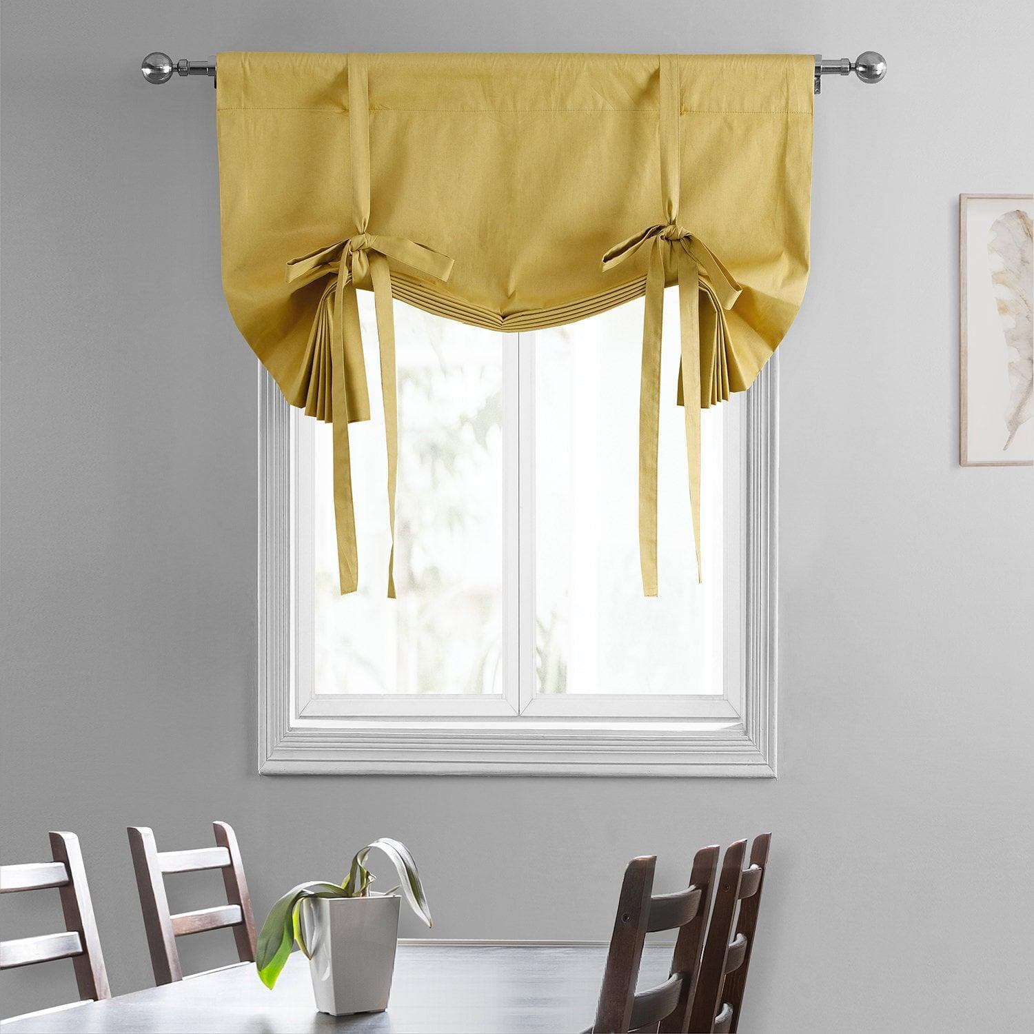 Light Ochre Solid Cotton Tie-Up Window Shade - HalfPriceDrapes.com
