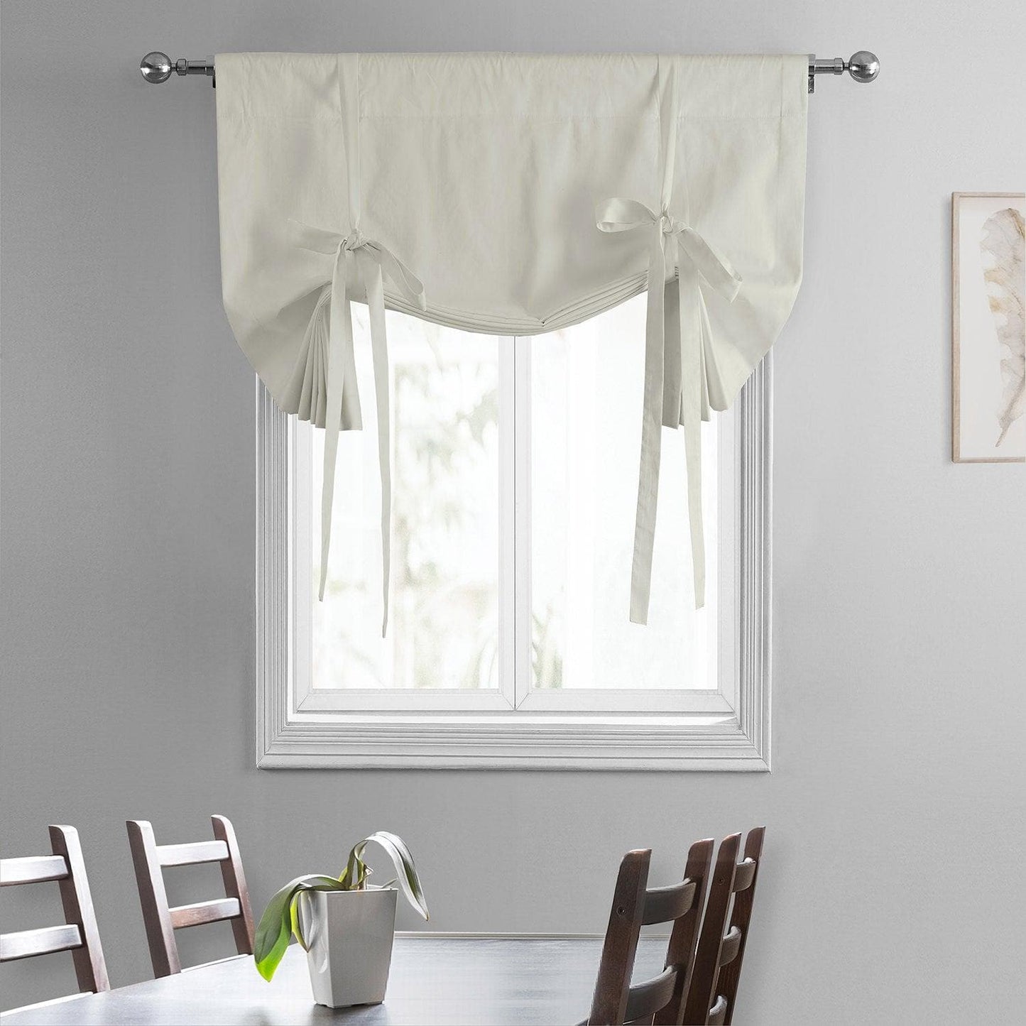 Light Greige Solid Cotton Tie-Up Window Shade - HalfPriceDrapes.com