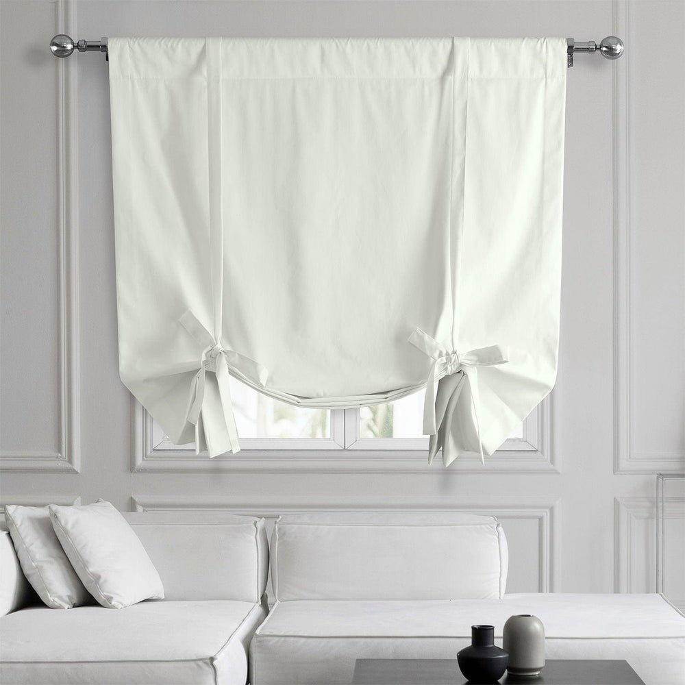 Fresh Popcorn Solid Cotton Room Darkening Tie-Up Window Shade