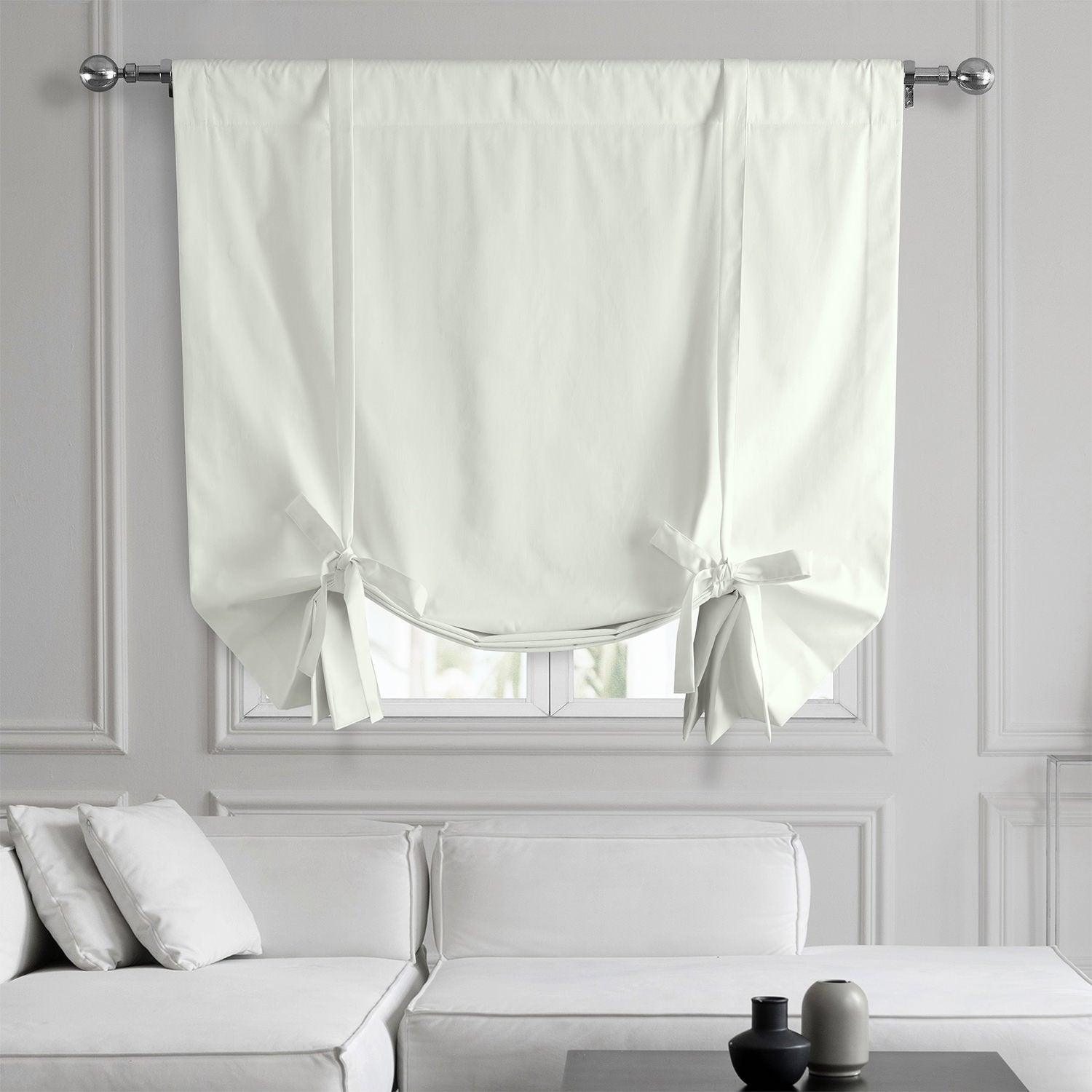 Fresh Popcorn Solid Cotton Room Darkening Tie-Up Window Shade