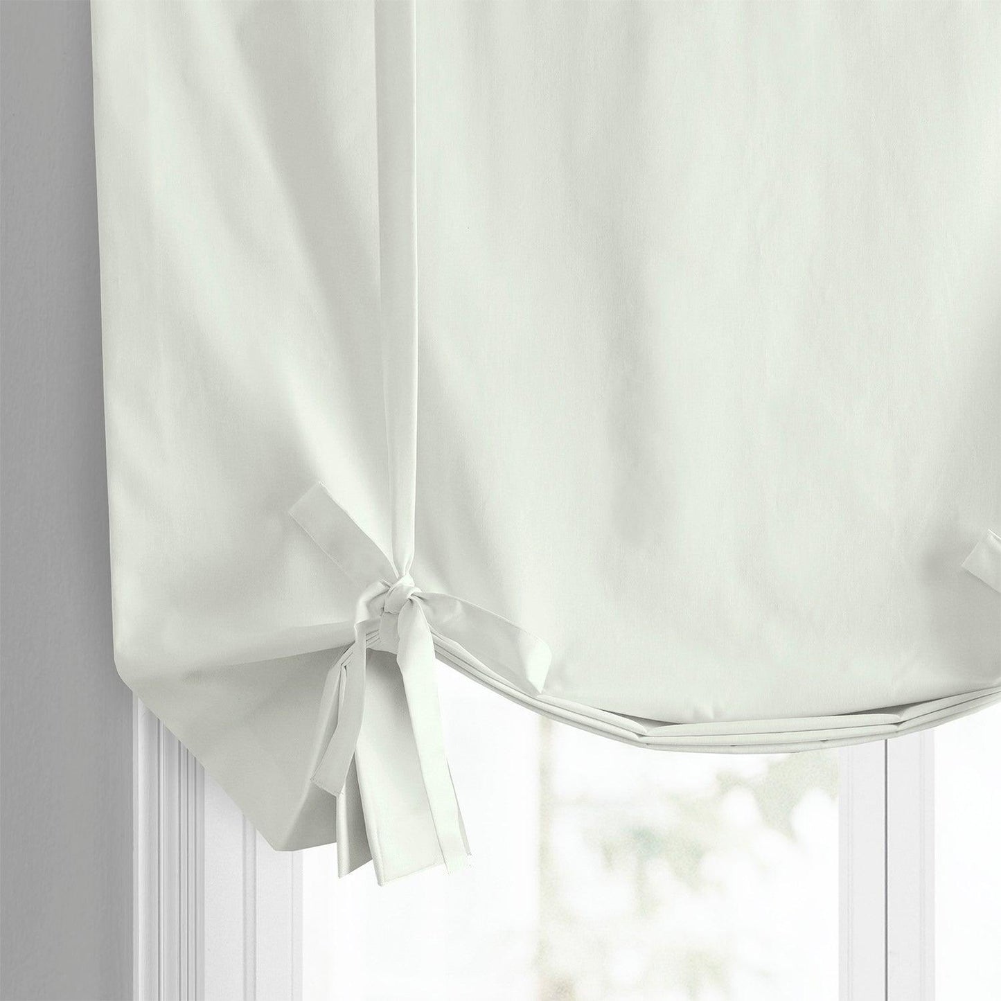 Fresh Popcorn Solid Cotton Room Darkening Tie-Up Window Shade