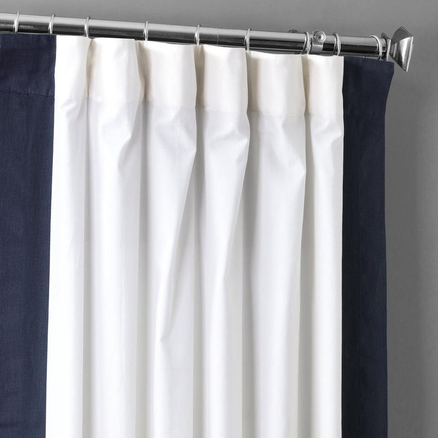 Fresh Popcorn & Polo Navy Bordered Vertical Printed Cotton Custom Curtain