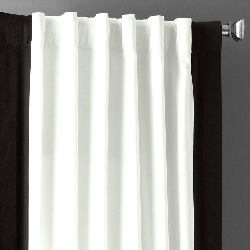 Fresh Popcorn & Black Bordered Vertical Printed Cotton Curtain
