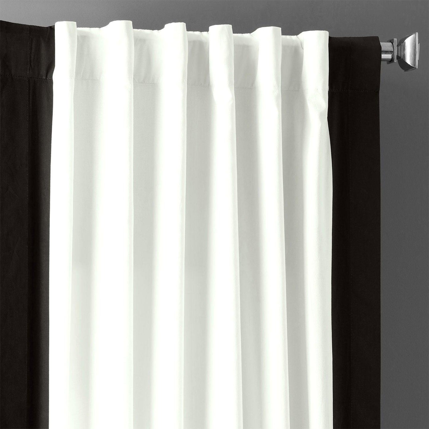 Fresh Popcorn & Black Bordered Vertical Printed Cotton Curtain