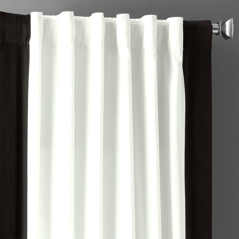 Fresh Popcorn & Black Bordered Vertical Printed Cotton Curtain