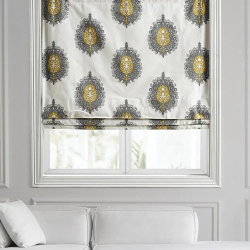 Mayan Gold Emblem Printed Cotton Roman Shade