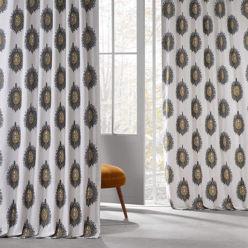 Mayan Gold Emblem Printed Cotton Custom Curtain