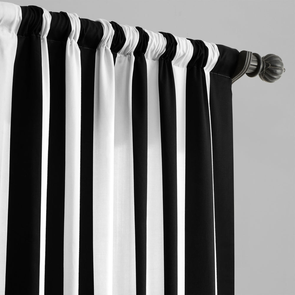 Cabana Black Striped Printed Cotton Custom Curtain