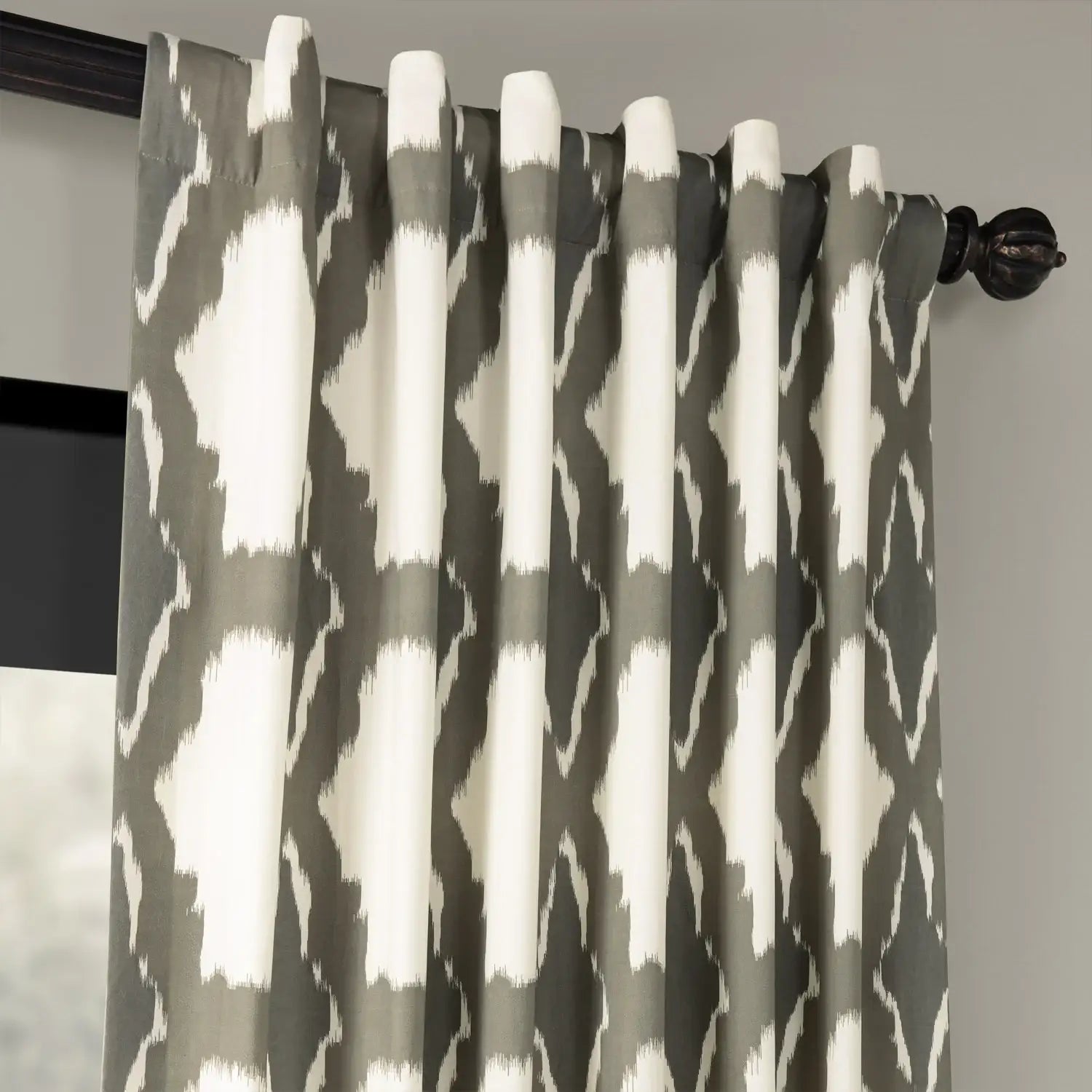 Sorong Beige Geometric Printed Cotton Custom Curtain